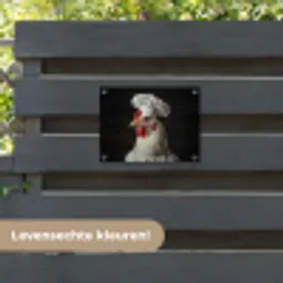 Kok - Rood - Kip tuinposter los doek klein -sfeer3