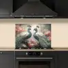 Pauwen - Pauwenveren - Vogels - Bloemen - Natuur keuken achterwand spatscherm klein -sfeer1