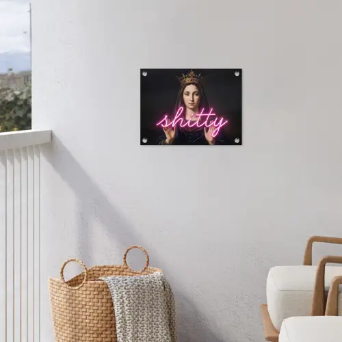 Ironisch - Tekst - Neon tuinposter los doek klein -sfeer8