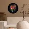 Felgekleurd - Bloemen - Vaas Wandcirkel kunststof plaat 5mm dik klein -sfeer1