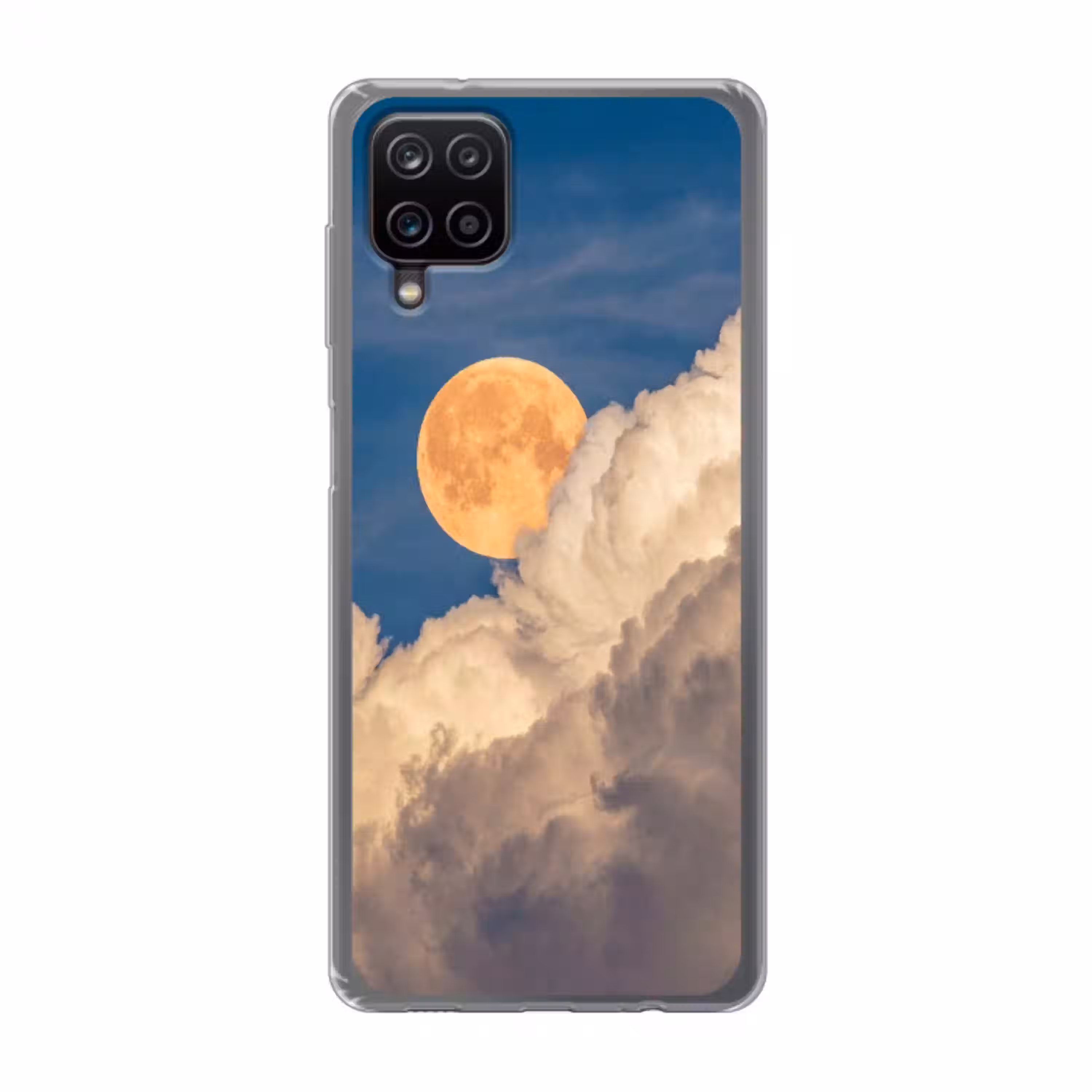 Maan - Wolken - Natuur - Oranje Telefoonhoesje Samsung Galaxy A12 klein -3d
