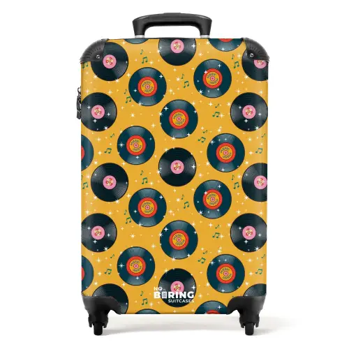 Retro disco platen patroon kleurrijk NBS - Handbagage koffer - Volwassenen Unisex middel -productfoto_recht