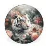 Tijger - Wilde dieren - Bloemen - Jungle Wandcirkel aluminium klein -3d