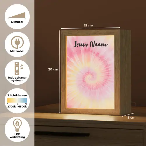 Spiraal - Pastel - Roze Light Box met kabel (Kinderlampje) klein -USP_NL