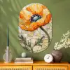Klaprozen - Oranje - Mozaïek - Bladeren Wandcirkel Ovaal Glas middel -sfeer2