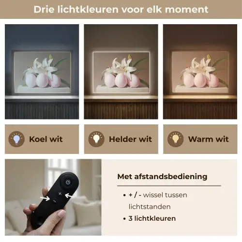 Lelies - Eieren - Pasen Light Box met batterij (Wandlamp) middel -USP_lichtkleurNL
