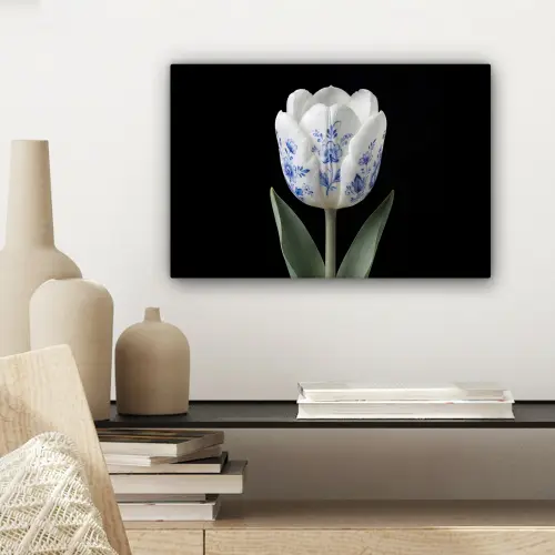 Tulp - Patroon - Blauw canvas 2cm klein -sfeer6