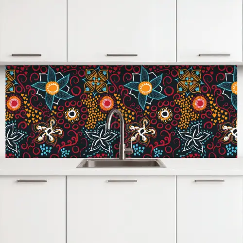 Bloemen - Rood - Patronen keuken achterwand 2 middel 871 -3d