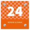Oranje - Blokjes - Klassiek Naambord Vierkant klein -3d