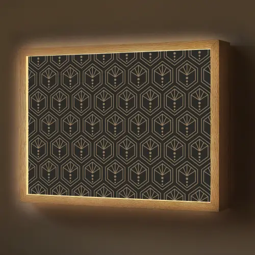 Zonnestraal - Zwart - Goud - Stippen Light Box met batterij (Wandlamp) middel 907 -z3d_website