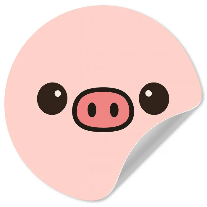 Varken - Roze - Minimalistisch Wandcirkel behangsticker klein -3d