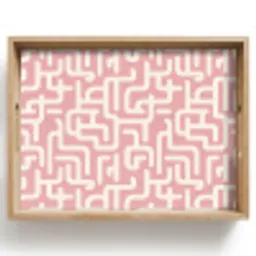 Doolhofpatroon - Roze - Wit - Abstract Dienblad Rechthoek middel 911 -z3d_shopping