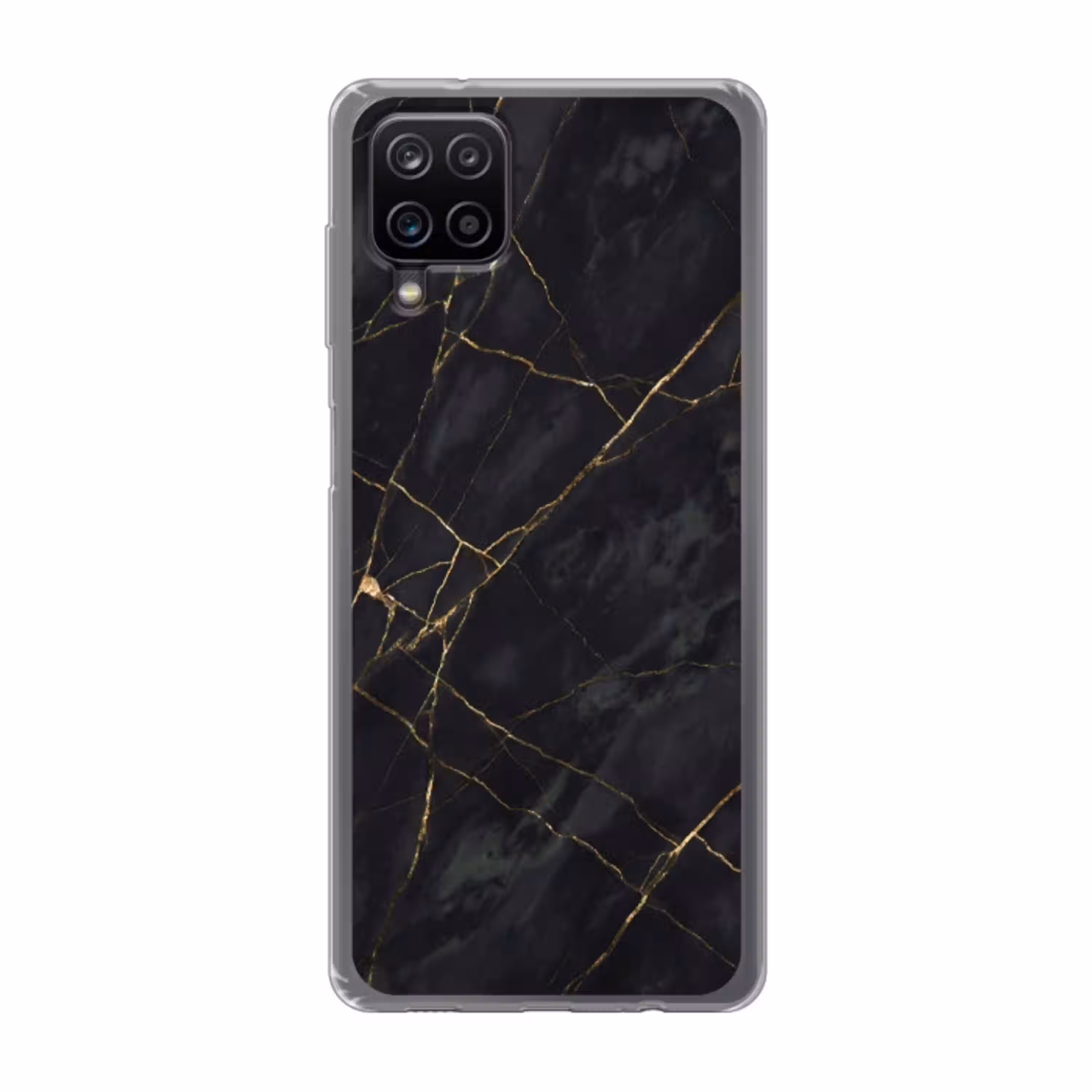 Textuur - Gouden lijnen - Abstract - Modern - Zwart Telefoonhoesje Samsung Galaxy A12 klein -3d
