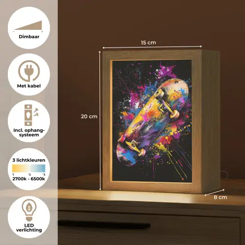Graffiti - Sport - Skateboard - Skate Light Box met kabel (Tafellamp) klein -USP_NL