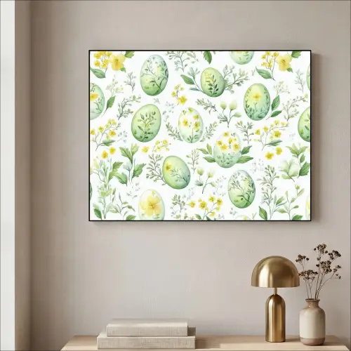 Patroon - Groen - Eieren Textielframe zwart klein -sfeer2