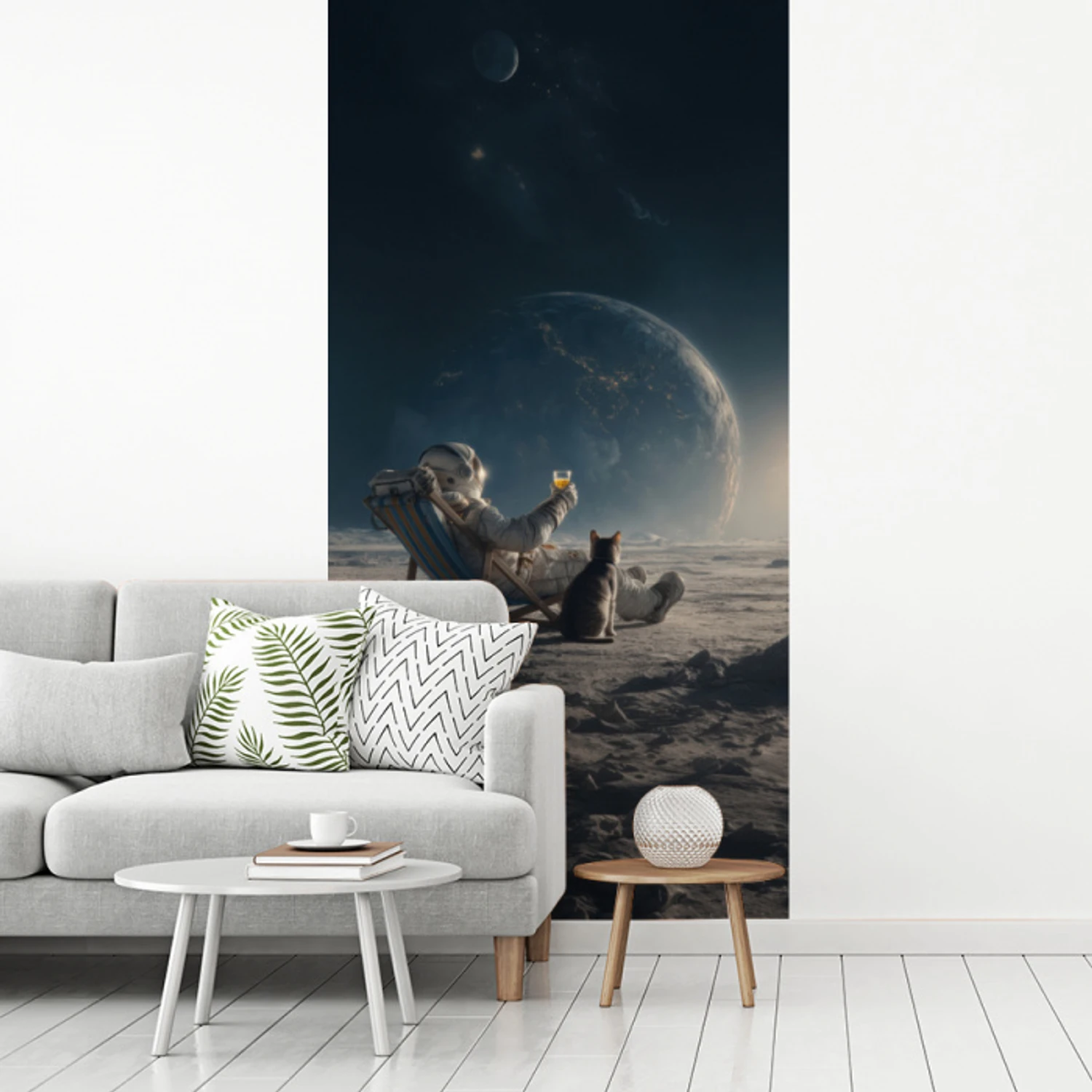 Maan - Kat - Astronaut - Ruimte fotobehang vinyl groot -woonkamer