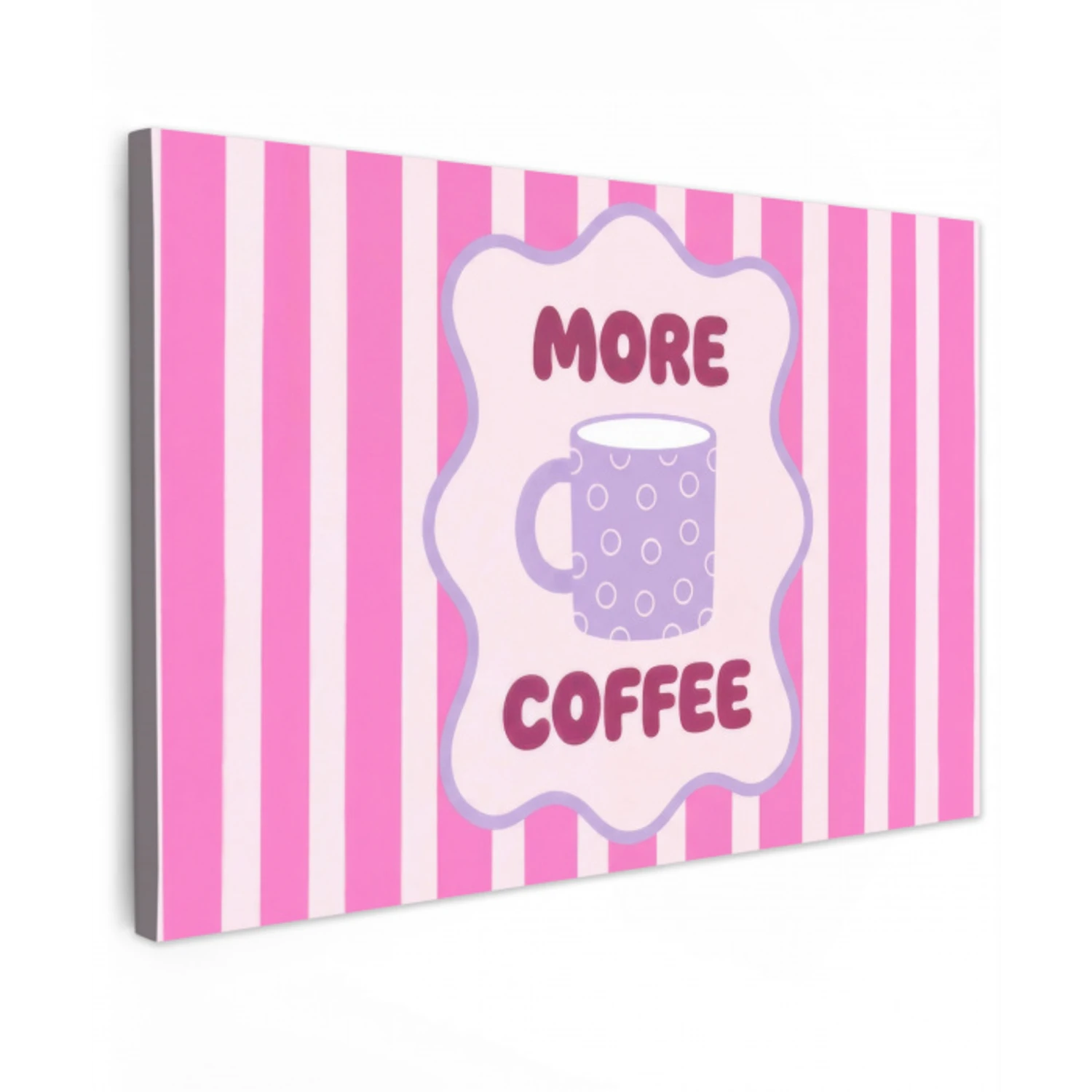 More coffee - Roze - Paars - Strepen - Mok canvas 2cm klein -z3d