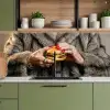 Vrouw - Hamburger - Bontjas keuken achterwand 2 middel -sfeer3