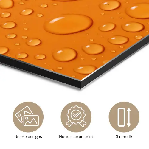 Water - Druppels - Oranje aluminium wit klein -closeup_NL