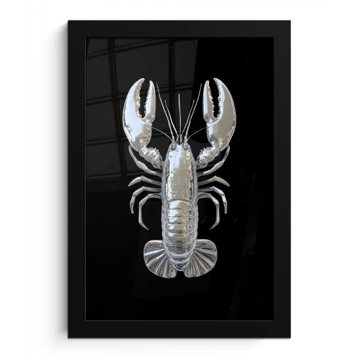 Kreeft - Zilver - Metallic - Luxe fotolijst zwart zonder passe partout klein -3d
