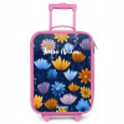 Bloemen op een donkerblauwe achtergrond Kinderkoffer - Roze klein -3d