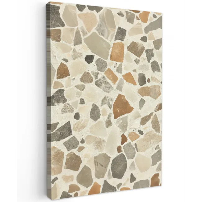 Stenen - Terrazzo - Decoratie - Tegels Tuinposter op houten frame 2 cm dik middel -3d