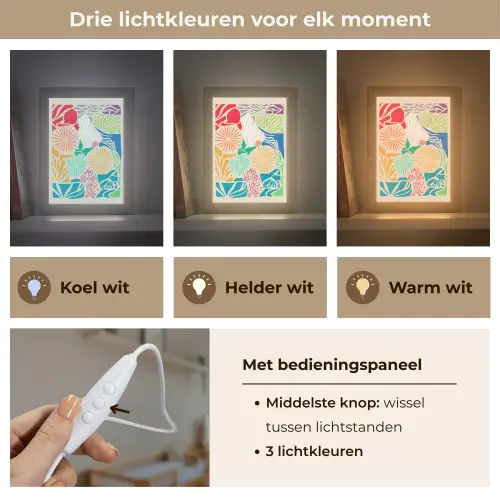 Kleurrijk - Abstract - Bloemen - Patronen Light Box met kabel (Wandlamp) klein -USP_lichtkleurNL