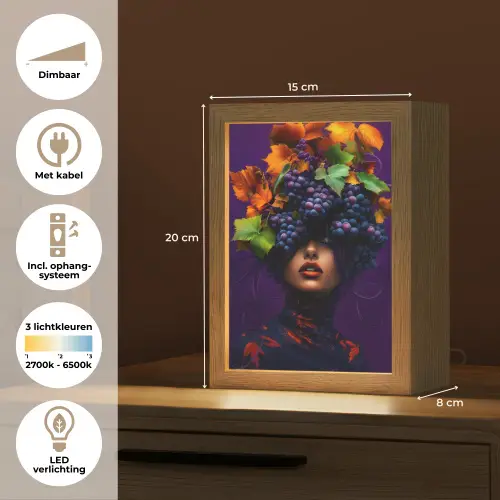 Vrouw - Paars - Druiven Light Box met kabel (Tafellamp) klein -USP_NL