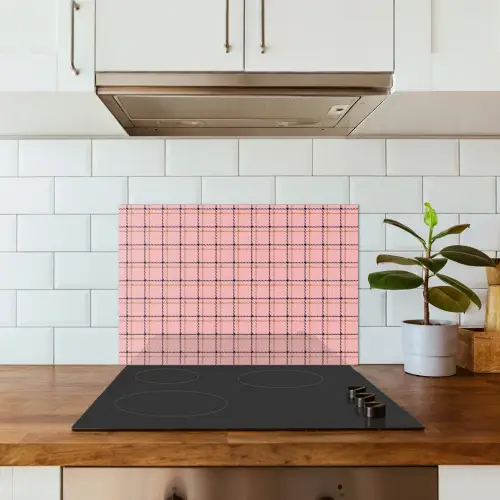 Plaid - Patroon - Gestreept - Roze keuken achterwand spatscherm klein 900 -sfeer2