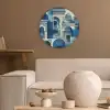 Abstract - Islamitisch - Blauw - Wit Akoestische PET Vilt - Rond klein -sfeer1
