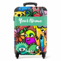 Kleurrijke Monsterparade NBS - Handbagage koffer - Kinderen Unisex middel -productfoto_recht