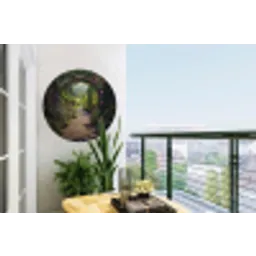 Doorkijk - Bloemen - Natuur - Rozenboog Wandcirkel tuinposter met ringen klein -buiten1