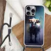Stier - Zwart - Abstract - Horens Hoesje iPhone 16 Pro Max met koord klein -sfeer4