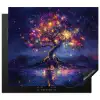 Kosmisch - lichtboom - Kerst - Kleurrijk Inductie beschermer vinyl 3mm middel -3d