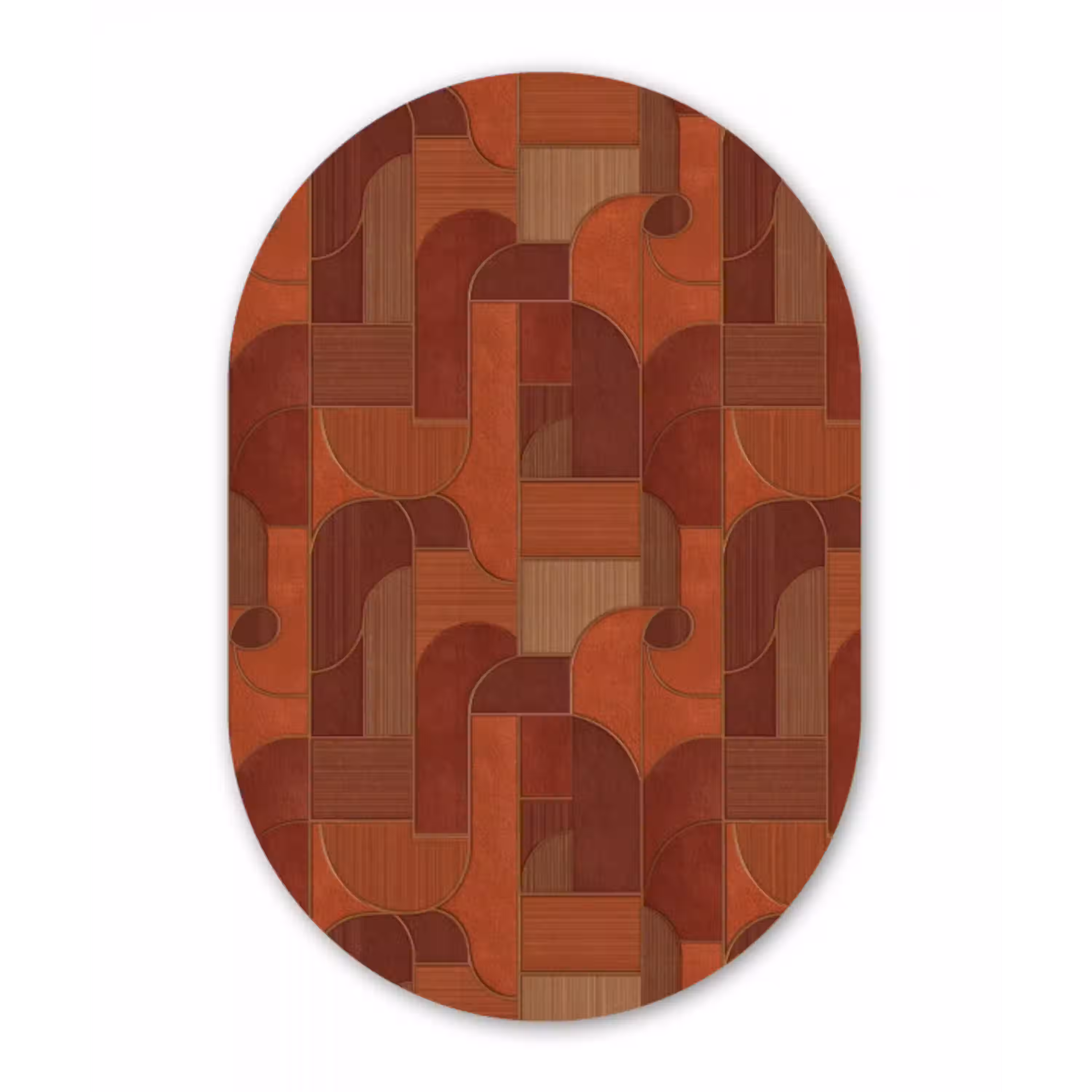 Geometrisch - Abstract - Textuur - Bruin Wandcirkel Ovaal Aluminium middel 839 -3d