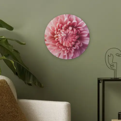 Dahlia - Bloem - Close up - Roze Akoestische PET Vilt - Rond klein -sfeer2