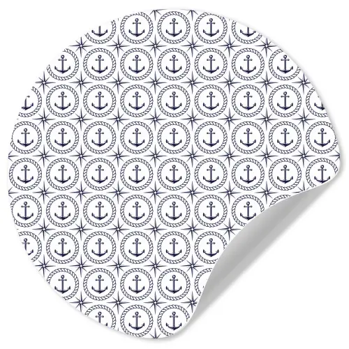 Anker - Haven - Blauw - Wit Wandcirkel behangsticker klein 186 -3d