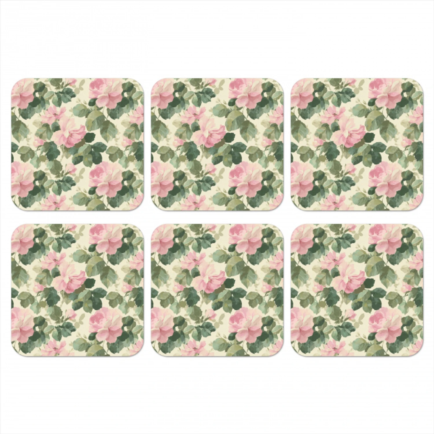Rozen - Botanisch - Roze onderzetter kurk middel 366 -3d