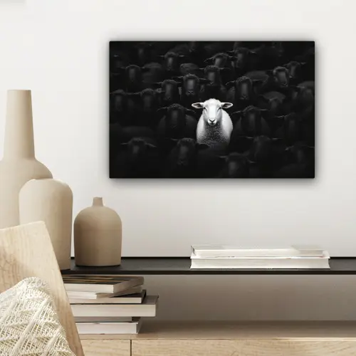 Schapen - Wit - Duisternis canvas 2cm klein -sfeer6