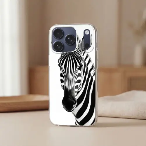 Zebra - Close-up - Zwart - Strepen Telefoonhoesje iPhone 17 Pro klein -sfeer2