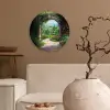 Doorkijk - Landschap - Bloemen - Pad - Uitzicht Wandcirkel kunststof plaat 5mm dik klein -sfeer1