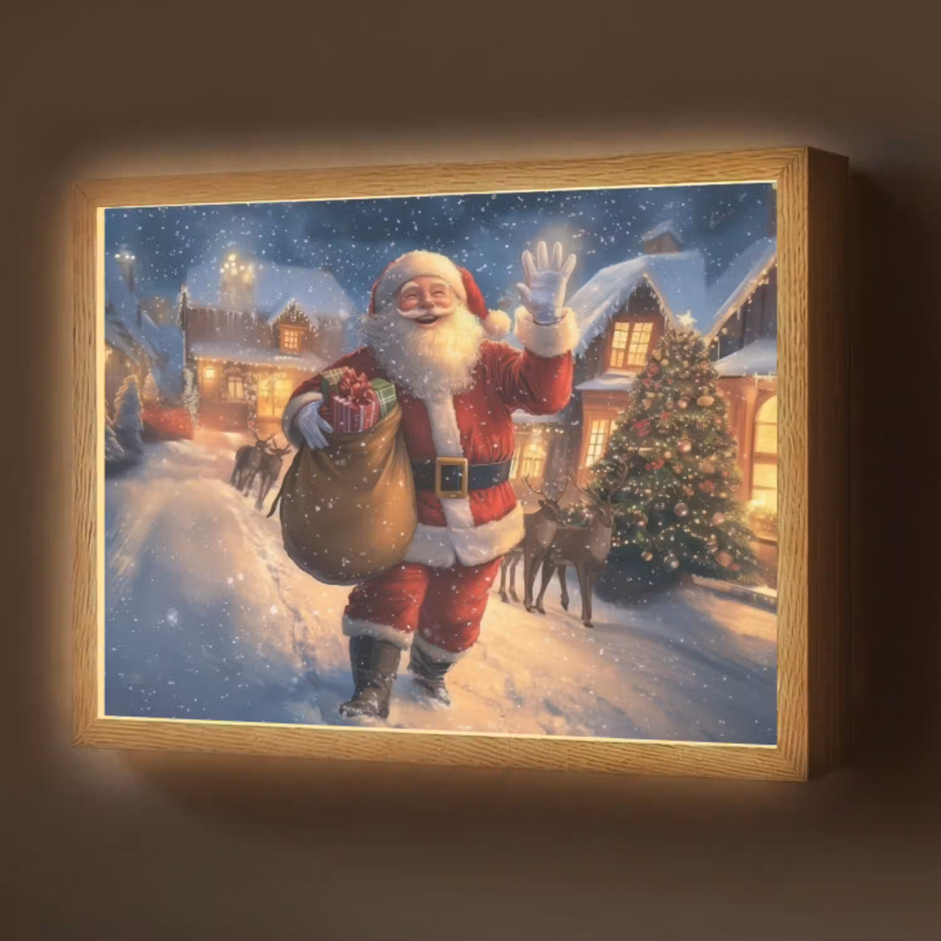 Kerstman - Dorp - Hert - Donker Light Box met batterij (Wandlamp) middel -z3d_website