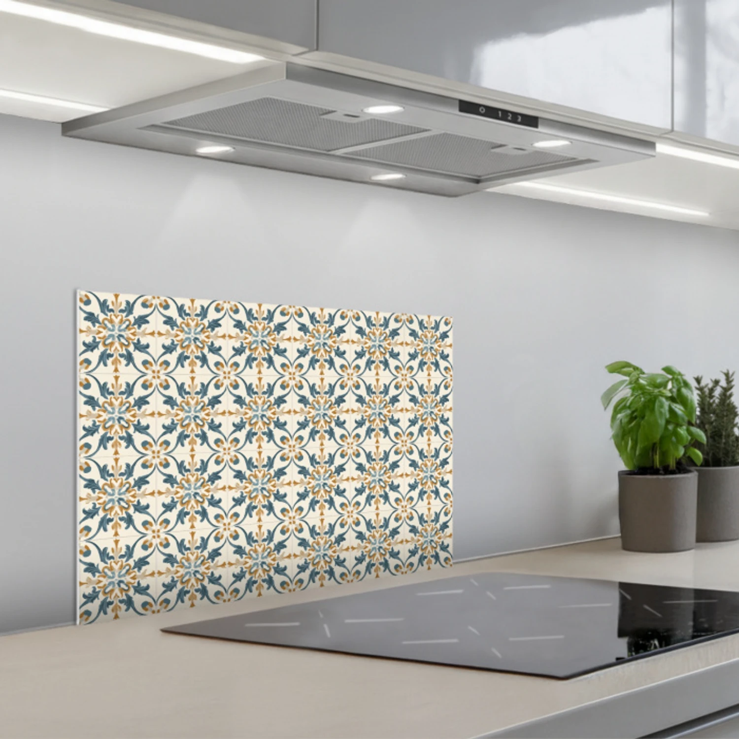 Patroon - Klassiek - Kleurrijk keuken achterwand spatscherm klein 900 -3d_schuin
