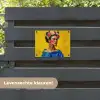 Frida Kahlo - Vrouw - Geel - Blauw - Bloemen tuinposter los doek klein -sfeer3