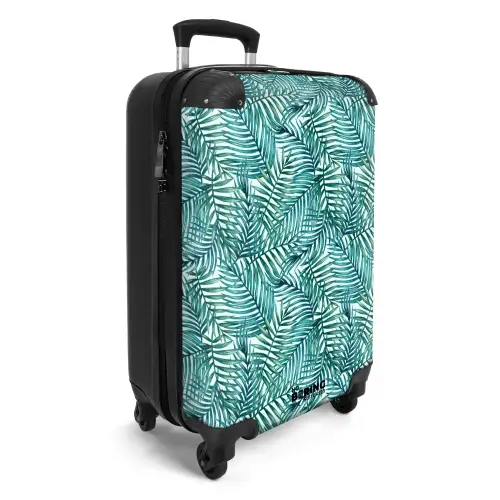 Palm bladeren patroon kleurrijk blauw NBS - Handbagage koffer - Volwassenen Unisex middel -productfoto_3d