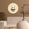 Panda - Beige - Minimalistisch Wandcirkel kunststof plaat 5mm dik klein -sfeer1