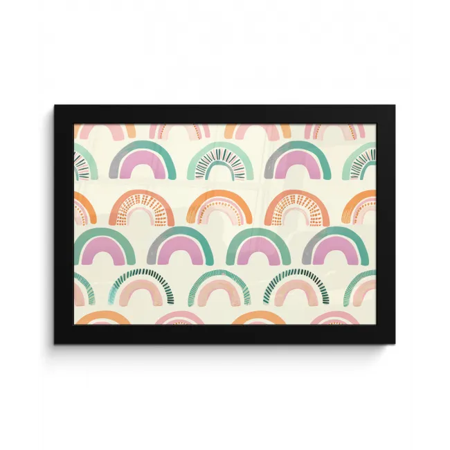 Regenboog - Pastel - Patroon fotolijst zwart zonder passe partout klein -3d