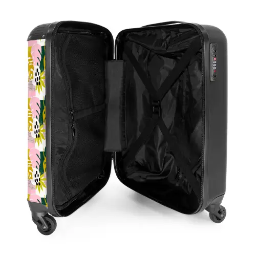 Tropische bladerpatroon NBS - Handbagage koffer - Volwassenen Unisex middel -binnenkant