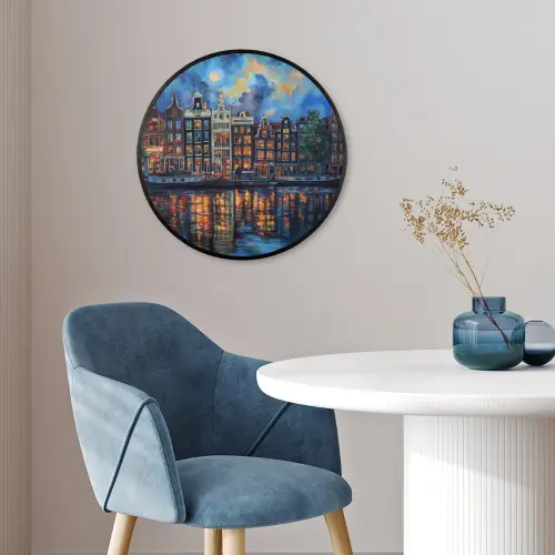 Grachten Amsterdam - Huizen - Stad - Kleurrijk Fotolijst rond zonder passe partout klein -sfeer2