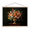 Goud - Bloemen - Kleuren - Vaas textielposter latten blank klein -3d